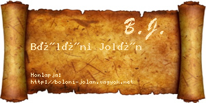 Bölöni Jolán névjegykártya
