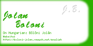 jolan boloni business card